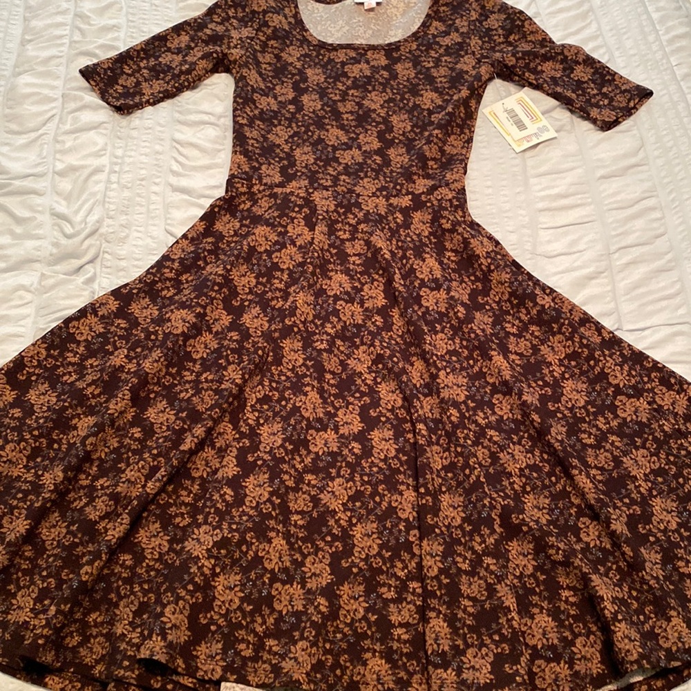 NWT Chocolate Floral Nicole Dress by LuLaRoe